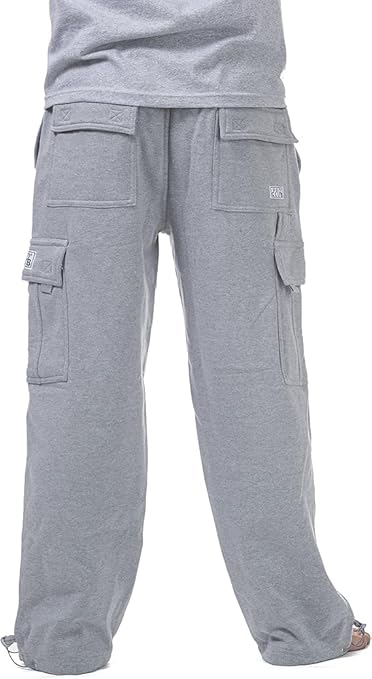 Men's Heavyweight Fleece Cargo Pants Pack of 2 Small Pro Club Heather Gray