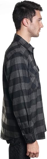 YAGO Men's Outdoor Long Sleeve Flannel Plaid Button Down Shirt