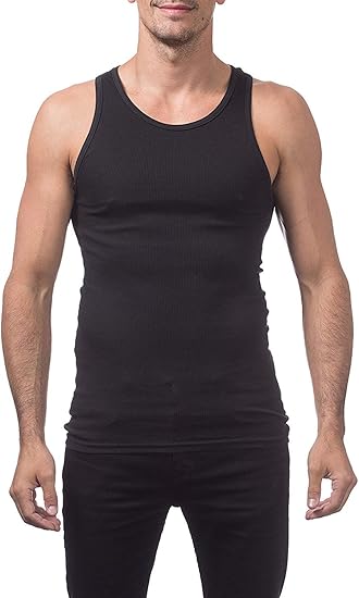 Pro Club Men's Premium Ringspun Cotton Ribbed A-Shirt, Multi-Pack