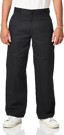 Dickies Men's Flex Double Knee Work Pant Loose Straight Fit, Black V1, 32W x 32L