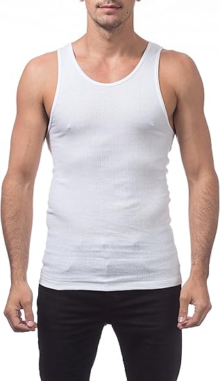 Pro Club Men's Premium Ringspun Cotton Ribbed A-Shirt, Multi-Pack