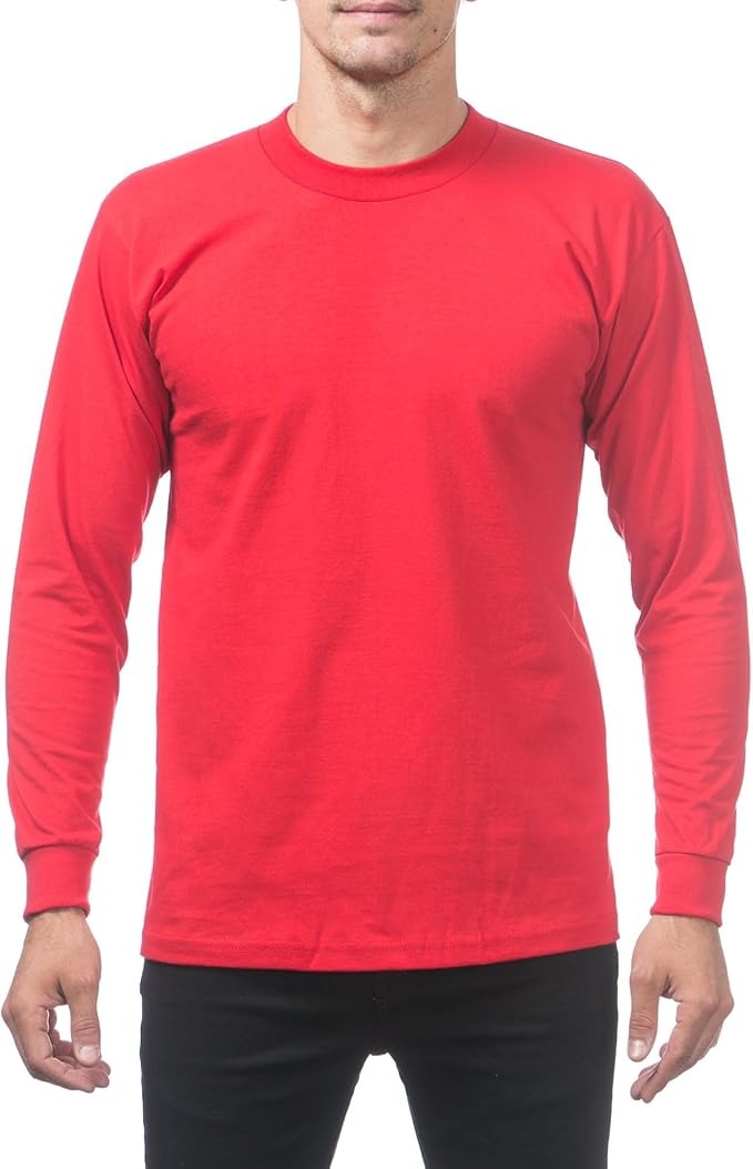 Pro Club Men's Heavyweight Cotton Long Sleeve Crew Neck T-Shirt