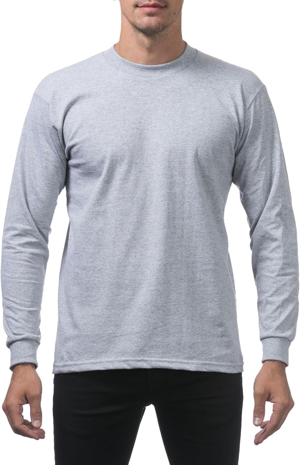 Pro Club Men's Heavyweight Cotton Long Sleeve Crew Neck T-Shirt